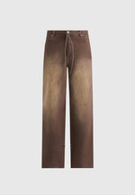 Faye - Wide Mid Rise Jeans With Tie Waist - Brown