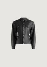 Karla - Wax Effect Cinch Waist Jacket - Black