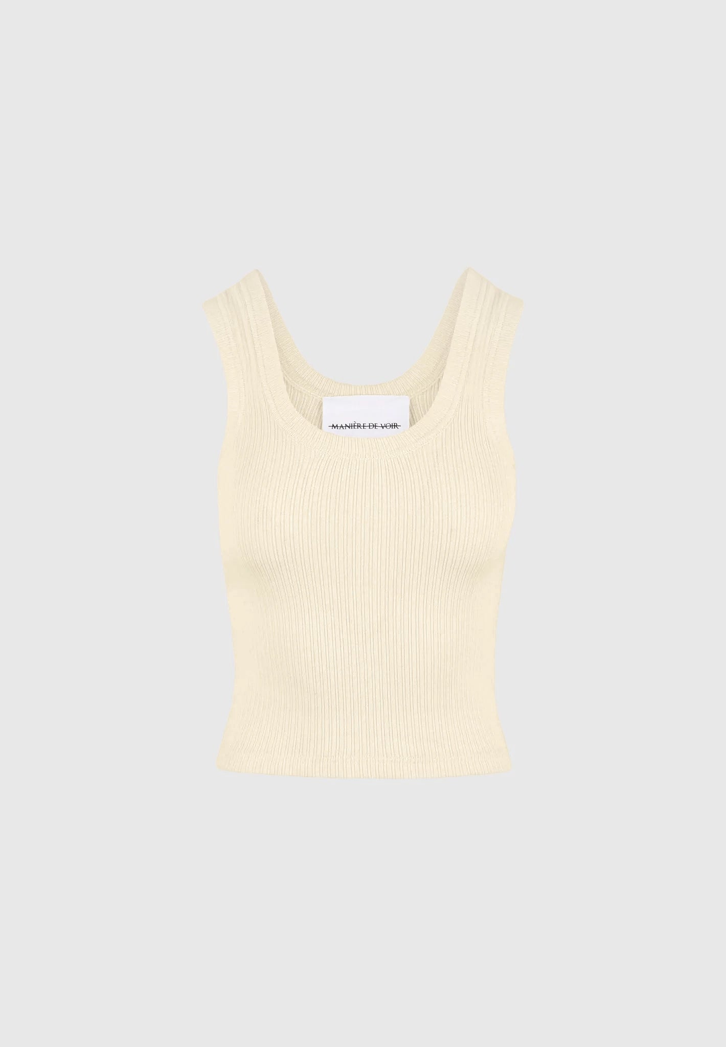 VS001 - Scoop Neck Ribbed Cotton Tank Top - Pale Yellow