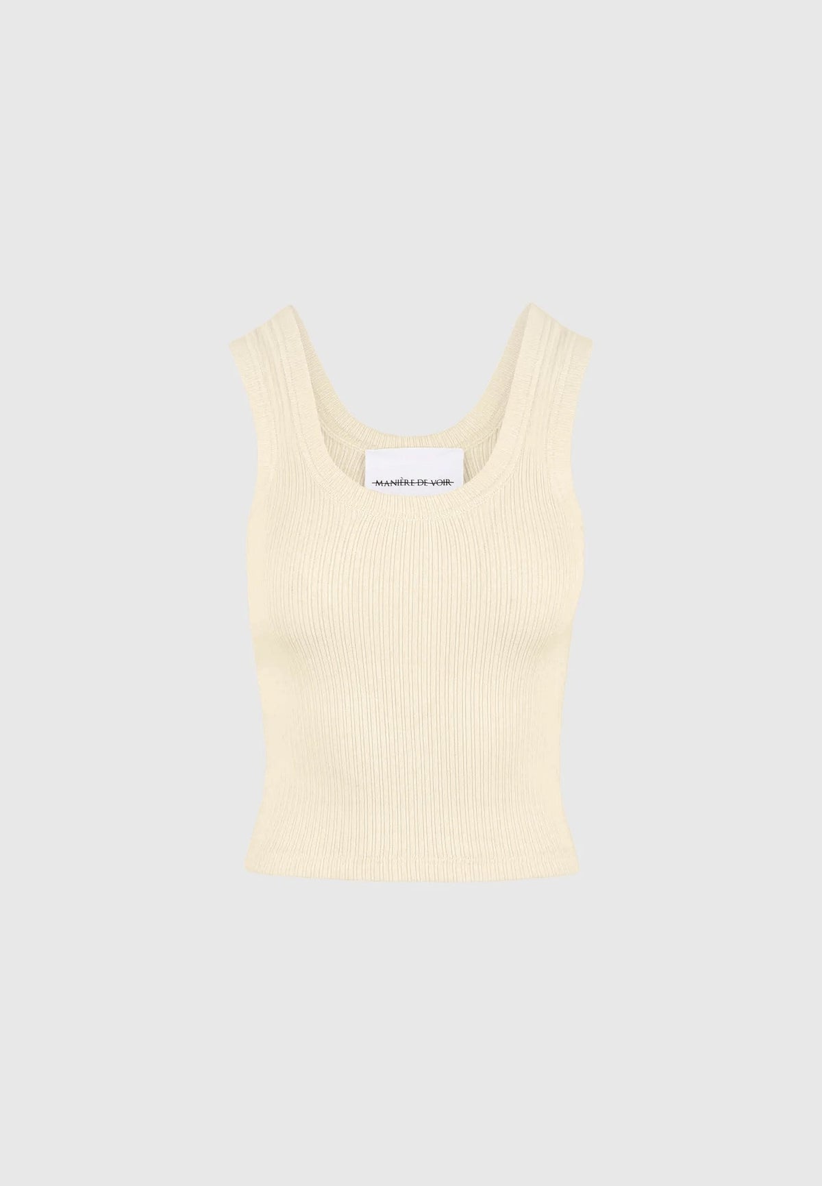 VS001 - Scoop Neck Ribbed Cotton Tank Top - Pale Yellow