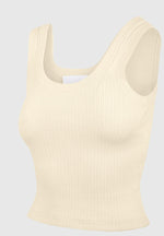 VS001 - Scoop Neck Ribbed Cotton Tank Top - Pale Yellow