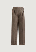 Julie - Houndstooth Twin Pleat Pants - Brown