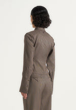 Sonia - Houndstooth Cinch Shirt - Brown