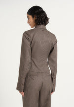 Sonia - Houndstooth Cinch Shirt - Brown