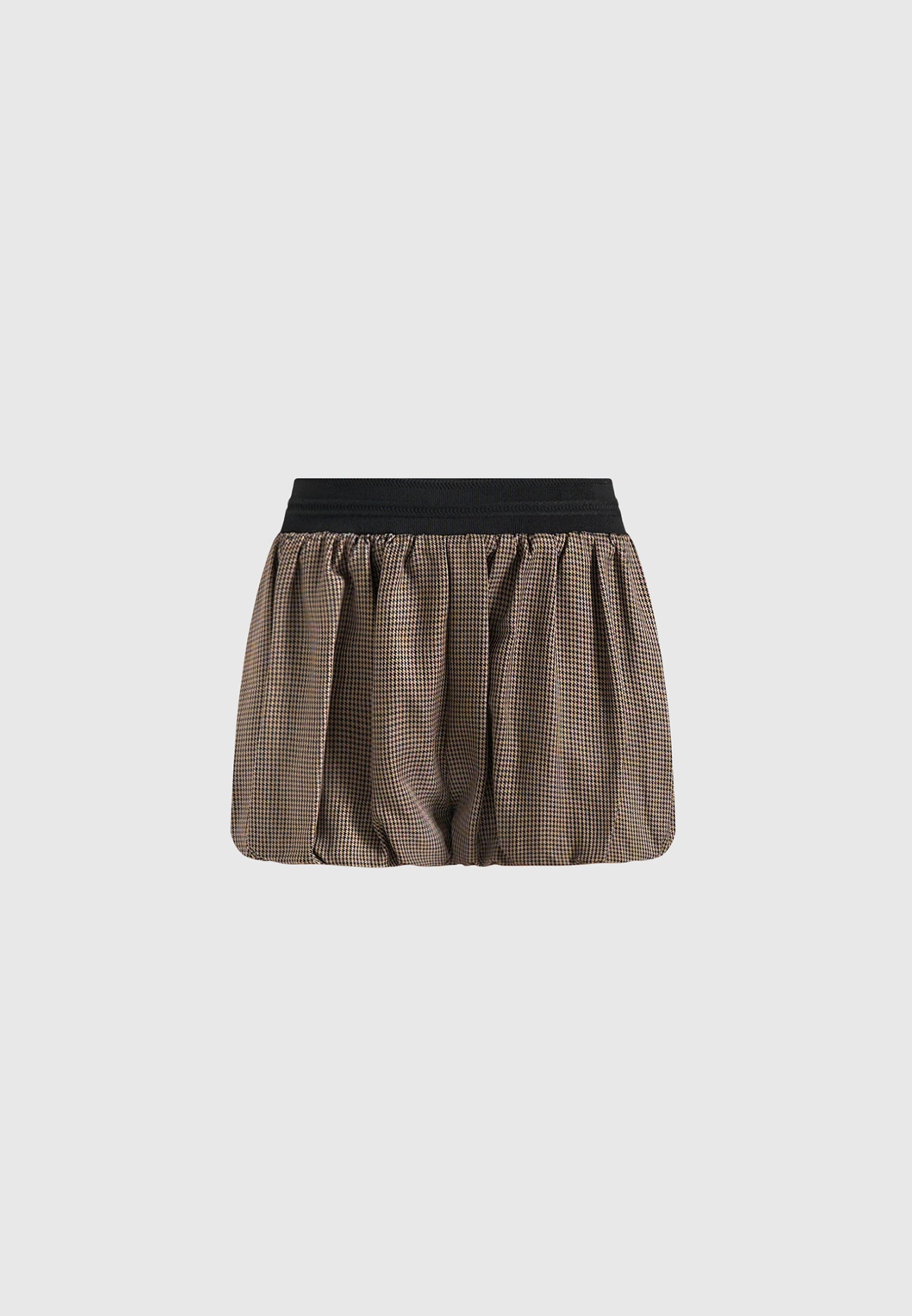 Zoe - Houndstooth Balloon Shorts - Brown