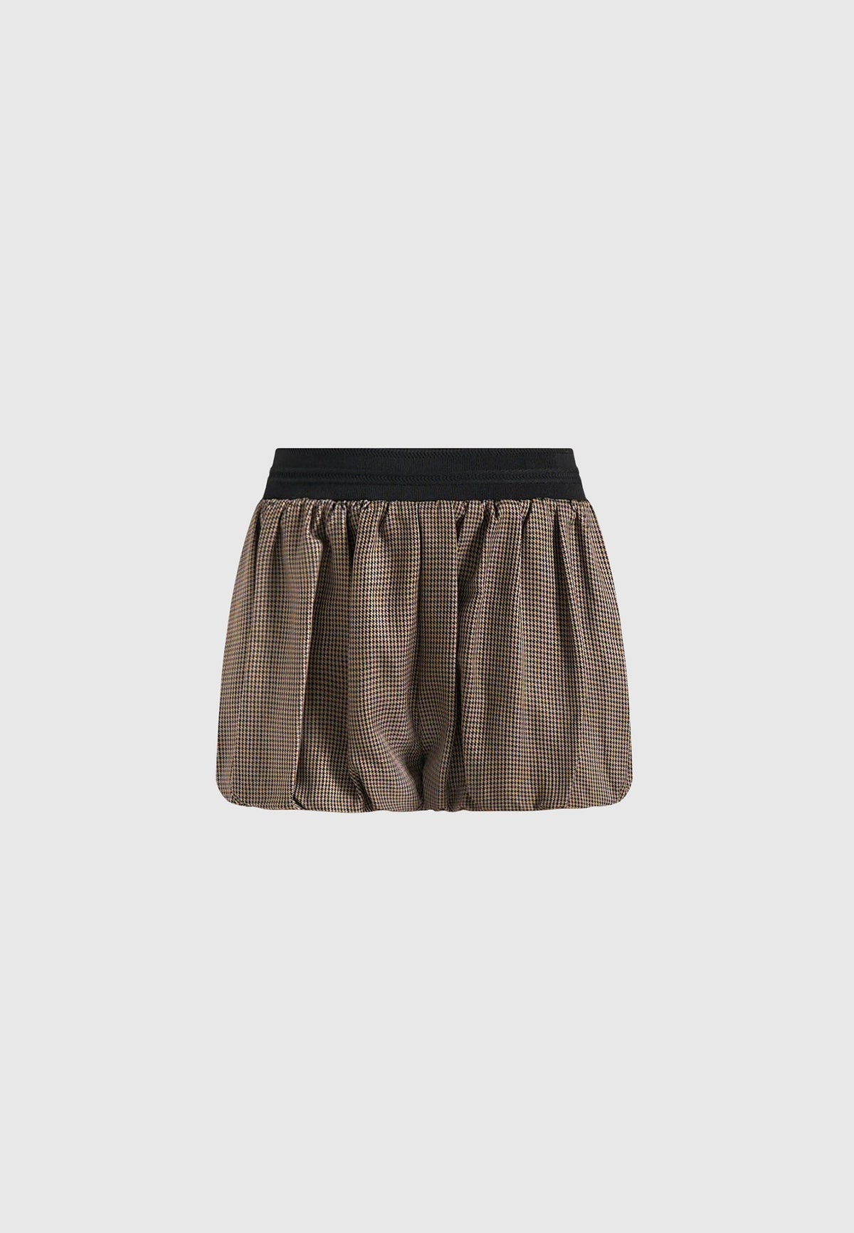 Zoe - Houndstooth Balloon Shorts - Brown