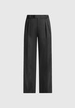 Julie - Satin Twin Pleat Pants - Black