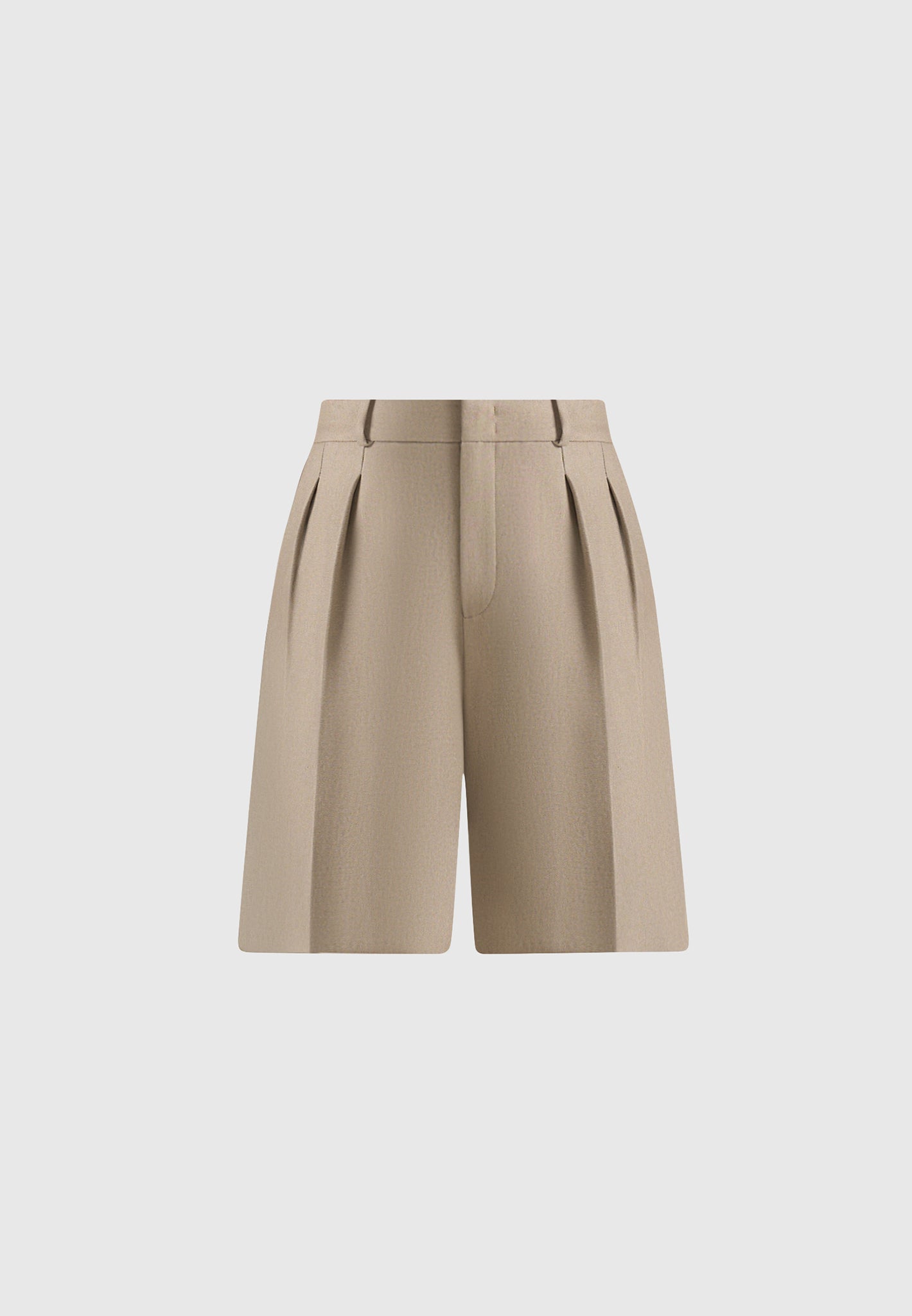 Lorette - Double Pleat Tailored Shorts - Beige