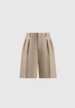 Lorette - Double Pleat Tailored Shorts - Beige