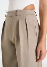 Lorette - Double Pleat Tailored Shorts - Beige