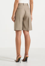 Lorette - Double Pleat Tailored Shorts - Beige