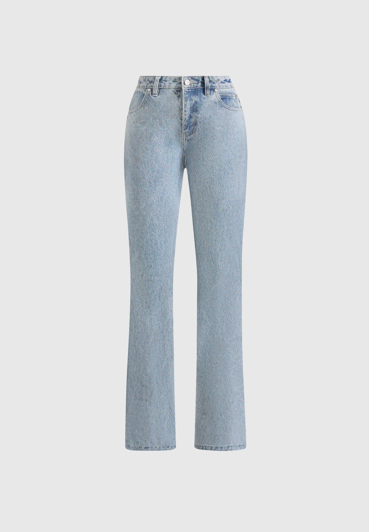 Abbie - Stacked Fit And Flare Jean - Mid Blue
