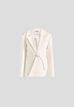 Yuna - Plunge Tailored Blazer With Belt - Off White