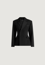 Maia Contrast Satin Blazer - Black
