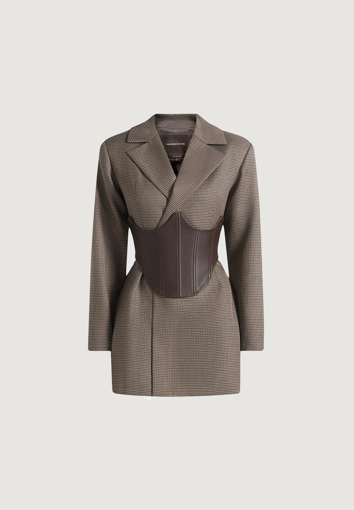 Lacey - Tailored Blazer Dress With Reversible Corset - Brown