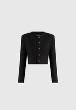 Madeline - Cropped Tailored Jacket With Braided Trim - Black