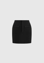Josette - Tailored Mini Skirt With Braided Trim - Black