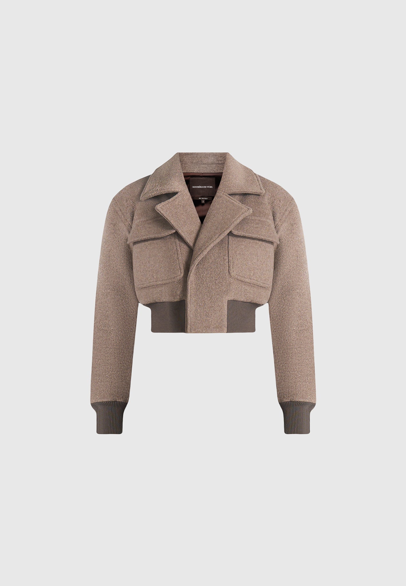 Cosette - Wool Lapel Bomber Jacket - Taupe
