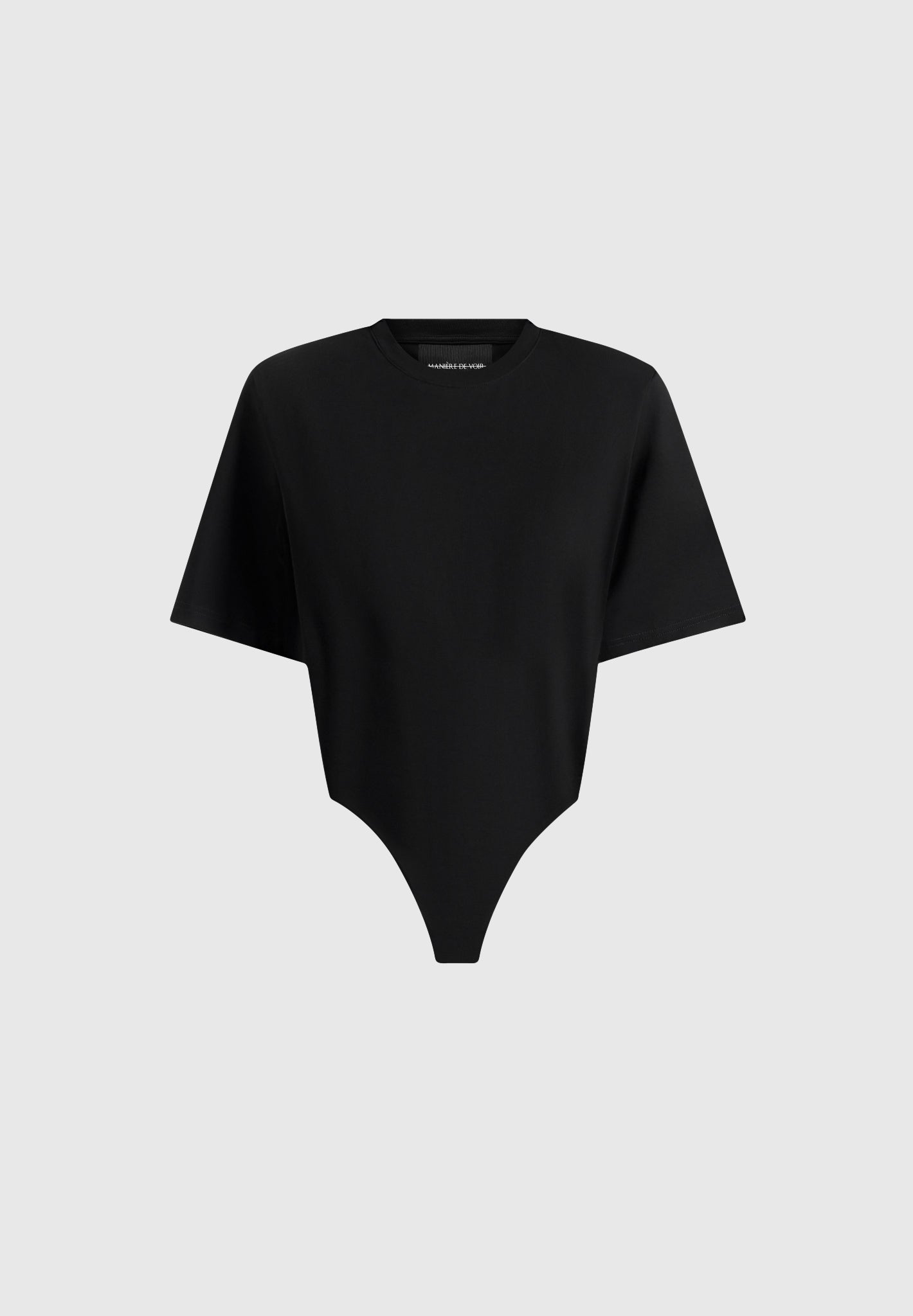 BS002 - Wide Shoulder Bodysuit T-Shirt - Black