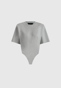 BS002 - Wide Shoulder Bodysuit T-Shirt - Grey