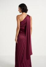 Aurelie - Pleated One-Shoulder Maxi Dress - Wine Red