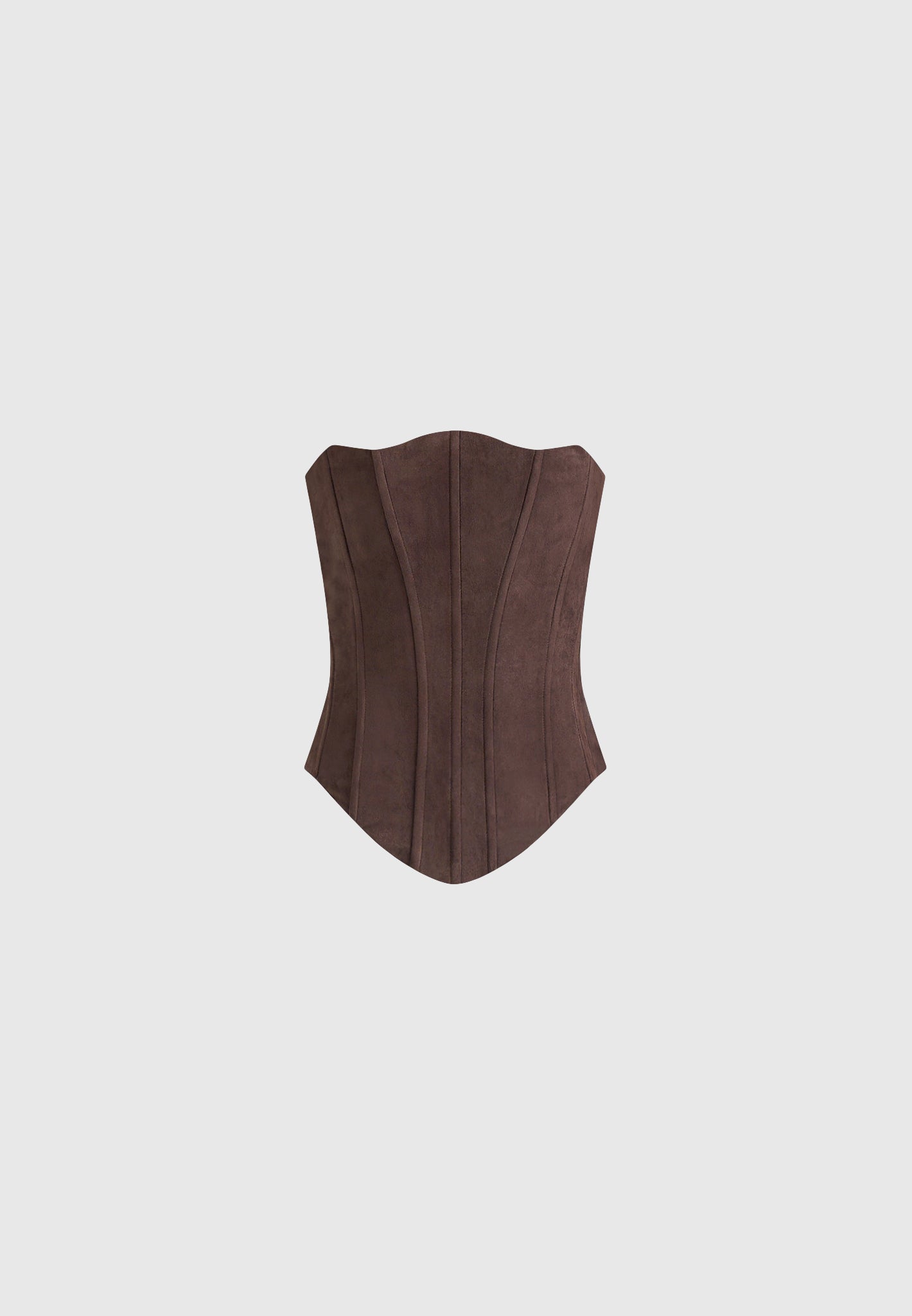 Scarlett - Suede Lace Up Corset  - Brown