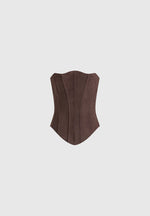 Scarlett - Suede Lace Up Corset  - Brown