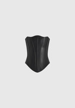 Scarlett - Leather Lace Up Corset - Black
