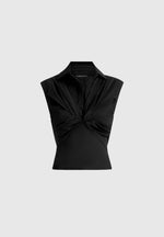 Yvette - Twist Front Sleeveless Shirt - Black