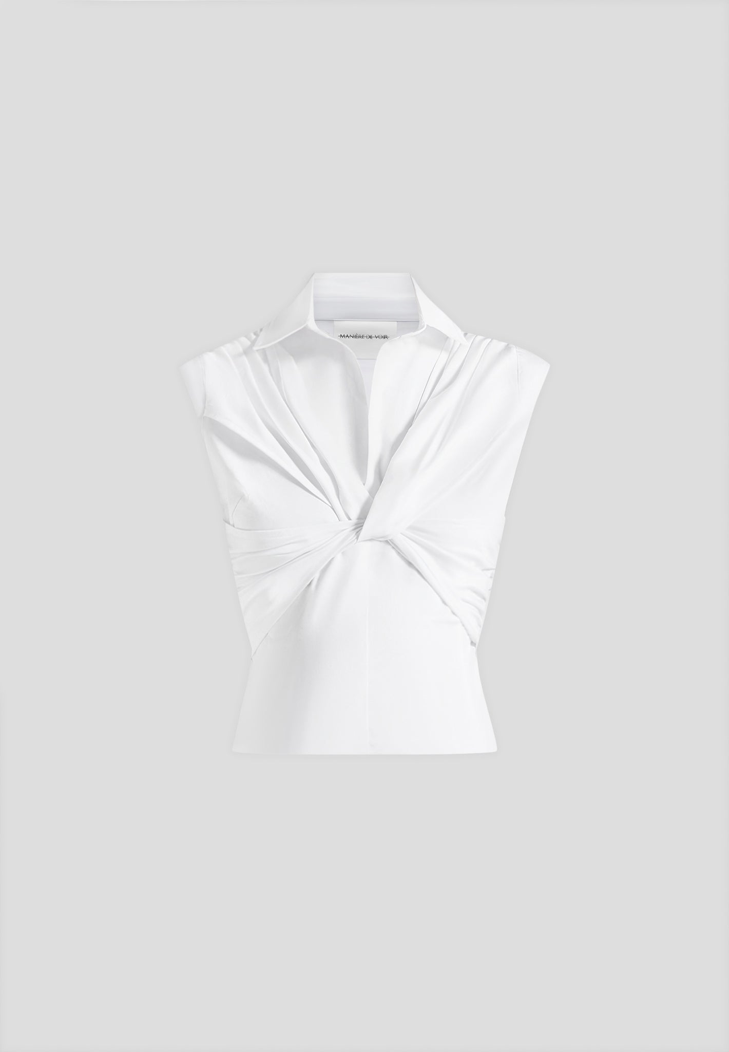 Yvette - Twist Front Sleeveless Shirt - White