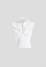 Yvette - Twist Front Sleeveless Shirt - White