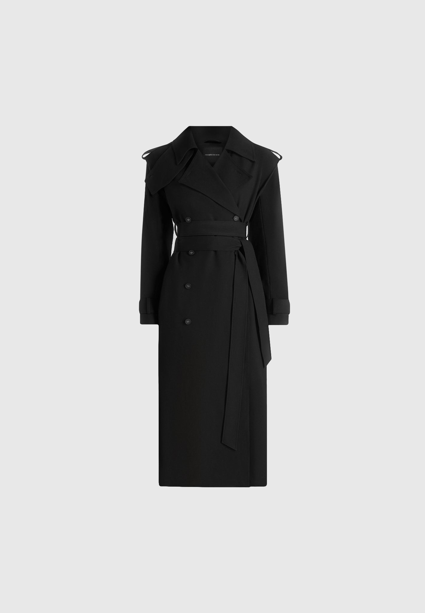 Esther - Tailored Trench Coat With Double Belt - Black