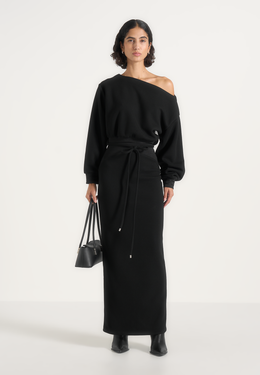 Esme - Belted Knit Maxi Jumper Dress - Black