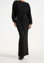 Esme - Belted Knit Maxi Jumper Dress - Black