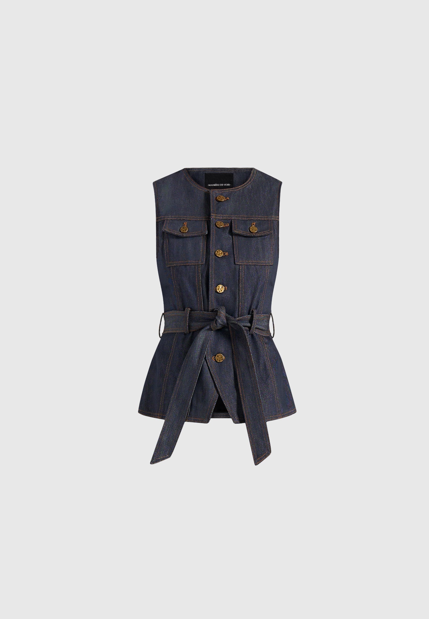 Darcy - Crew Neck Denim Vest - Polished Indigo