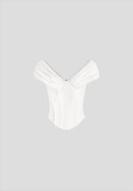 Ursula - Off-Shoulder Pleated Cotton Corset Top - White