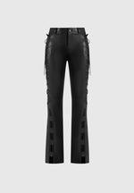Ambre - Leather Lace Up Flared Pants - Black
