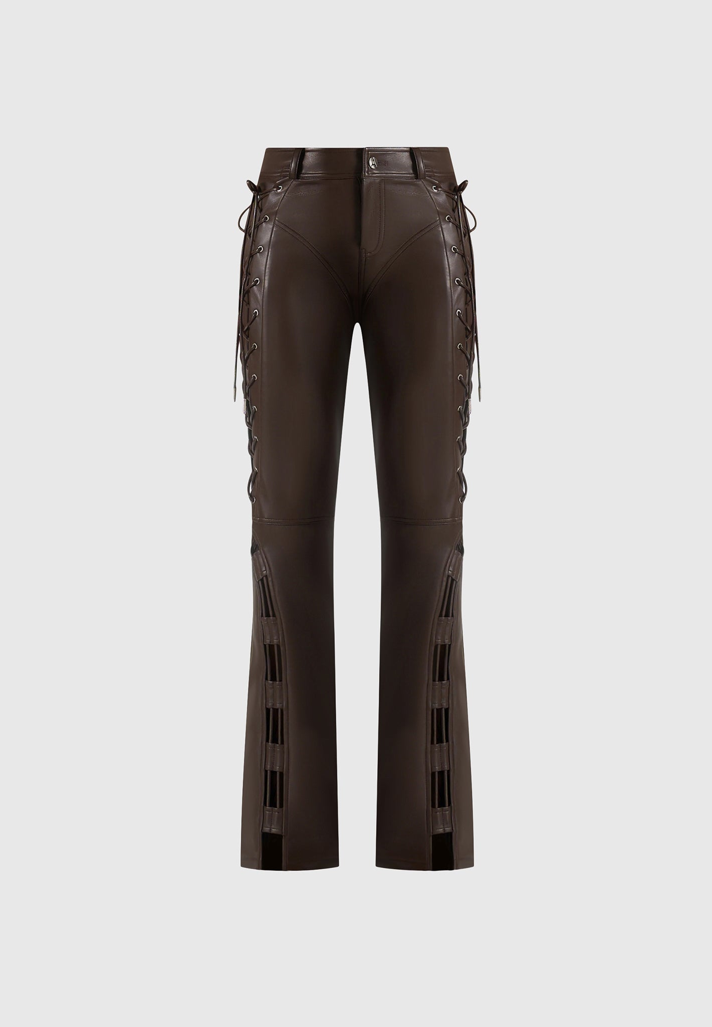 ambre-leather-lace-up-flared-trousers-brown