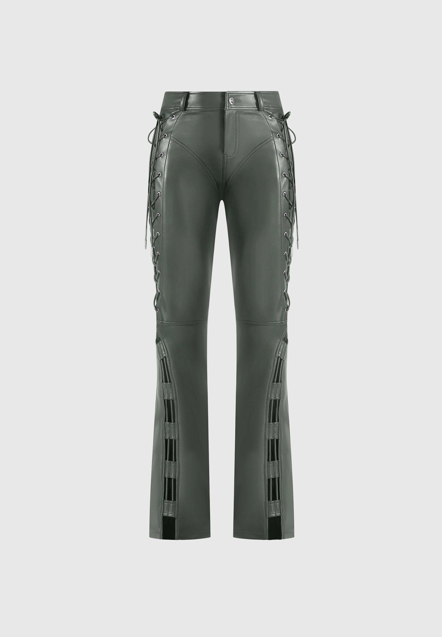 ambre-leather-lace-up-flared-trousers-olive