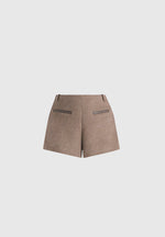 Tanya - High-Waisted Wool Shorts - Taupe