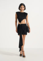 Pia - Draped Hardware Mini Dress - Black