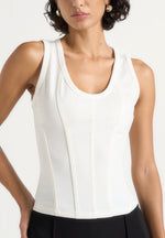 Tess - Corset Seam Tank Top - White