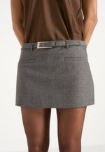 Ariana - Belted Tailored Mini Skort - Grey Speckle
