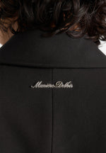 Aisha - Oversized Belted Double-Breasted Wool-Blend Blazer - Black
