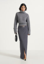Larissa - Tailored Wool-Blend Maxi Pencil Skirt - Grey