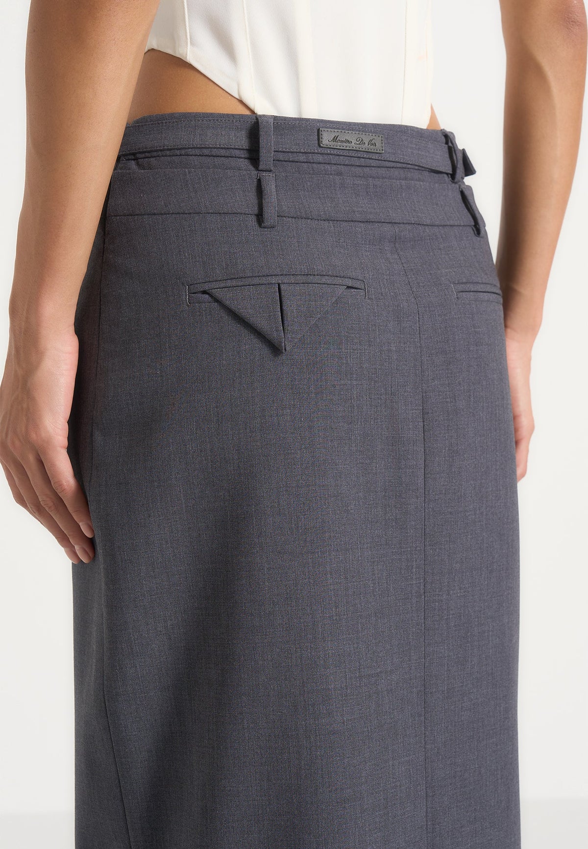 Larissa - Tailored Wool-Blend Maxi Pencil Skirt - Grey