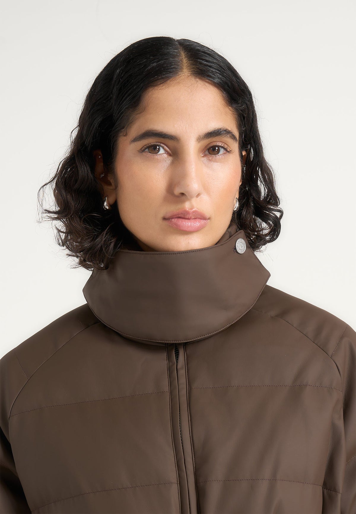 Kaia - Belted Puffer Jacket - Brown