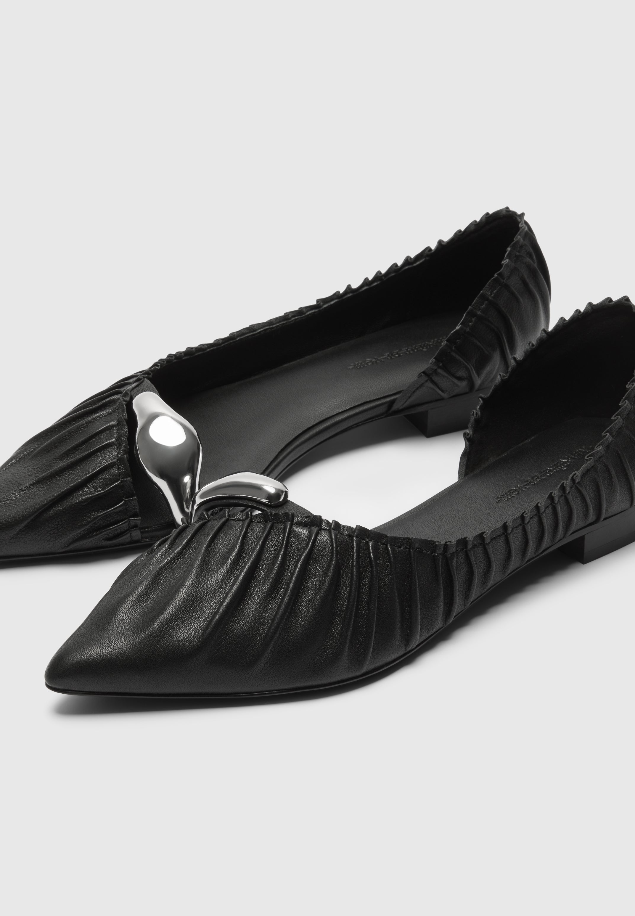 Celeste - Leather Ballet Flats with Hardware - Black