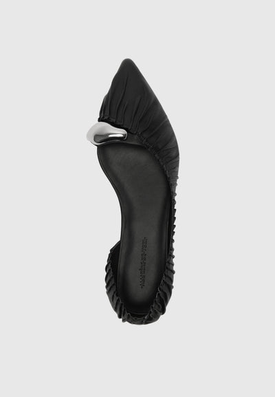 Celeste - Leather Ballet Flats with Hardware - Black