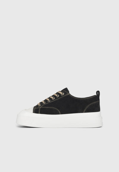 Women's Vienna - Suede Contrast Stitch Sneaker - Black